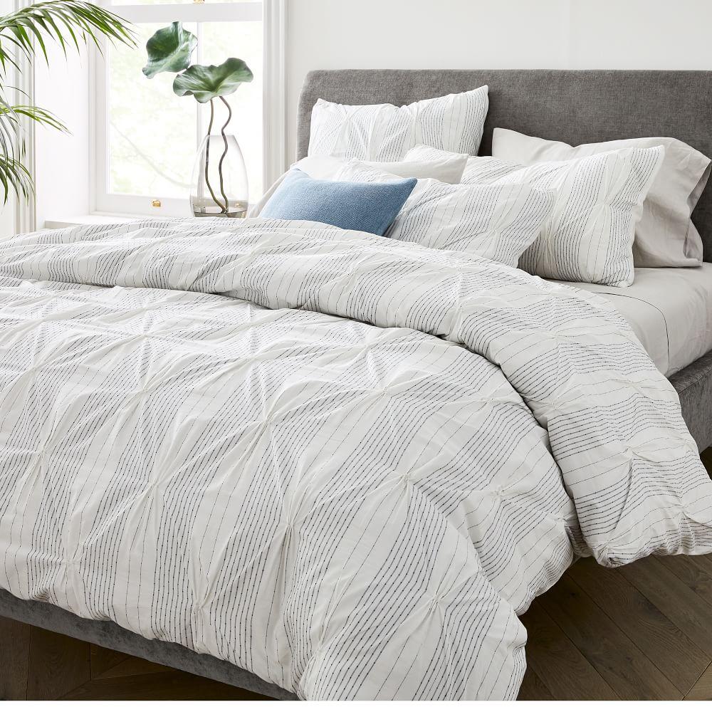 Organic Cotton Striped Pintuck Duvet Duvet Covers & Sets | west elm United